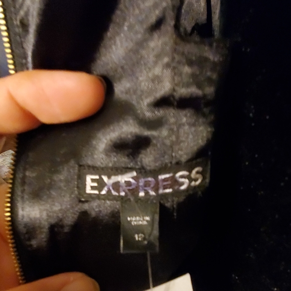 NWT- Express flared party dress prismatic navy -12 - Picture 6 of 7